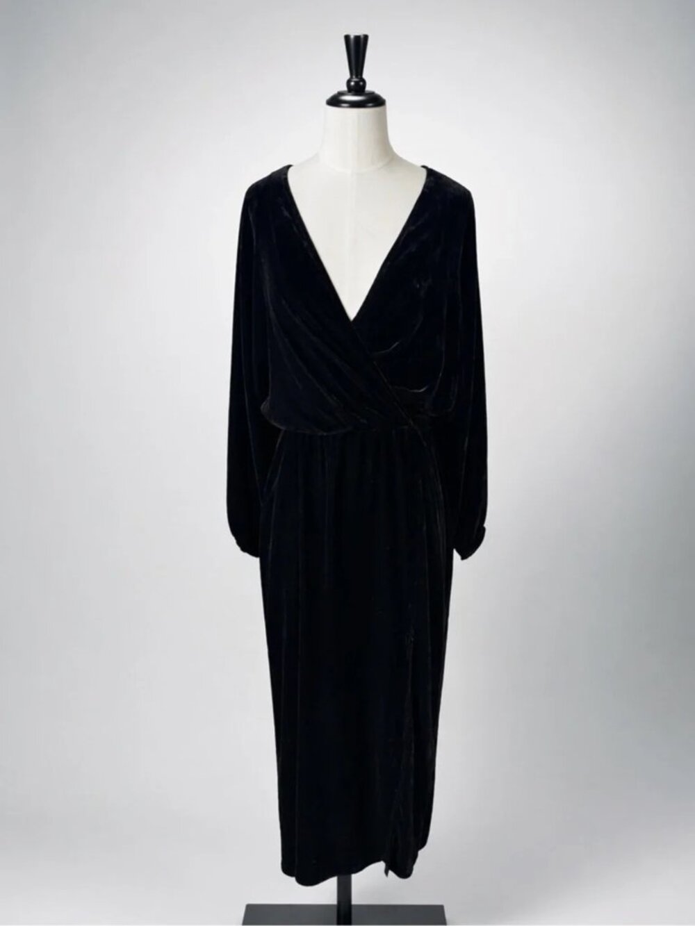 & Other Stories Velvet Wrap Dress Ballon Sleeve Drees - Black US 6